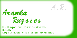 aranka ruzsics business card